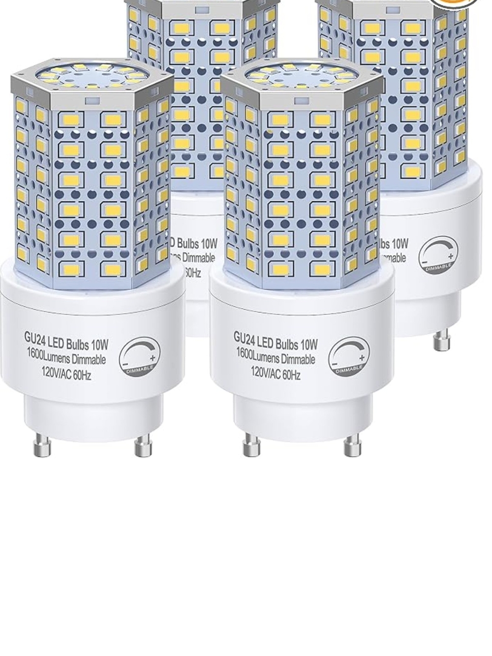 4 Pack 10W GU24 LED Light Bulb Dimmable 4000K 1600 Lumens (100W Equivalent (40)